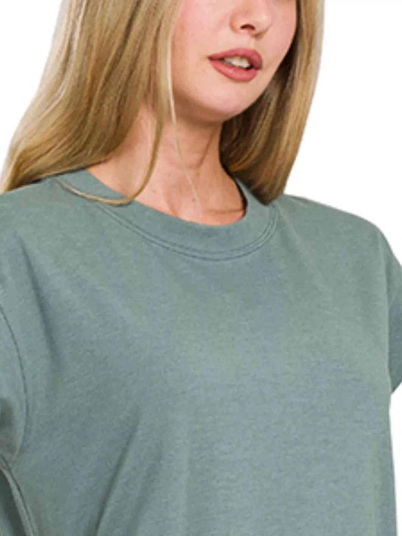 Zenana dresses Zenana Round Neck Side Slit Midi Dress