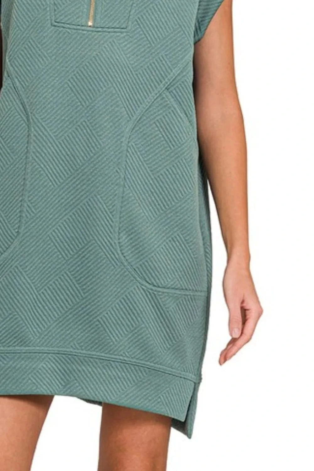 Zenana Mini Dresses Zenana Textured Knit Jacquard Quarter Zipper Mini Dress