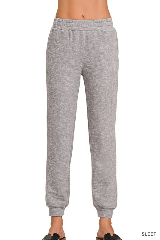 Zenana SLEET / S Zenana Cotton Slub Jogger Pants