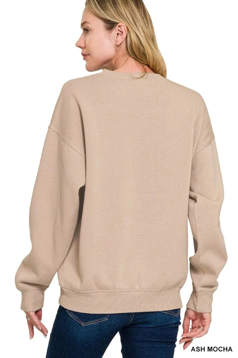 Zenana Sweatshirts & Hoodies Zenana Fleece Crewneck Long Sleeve Sweatshirt