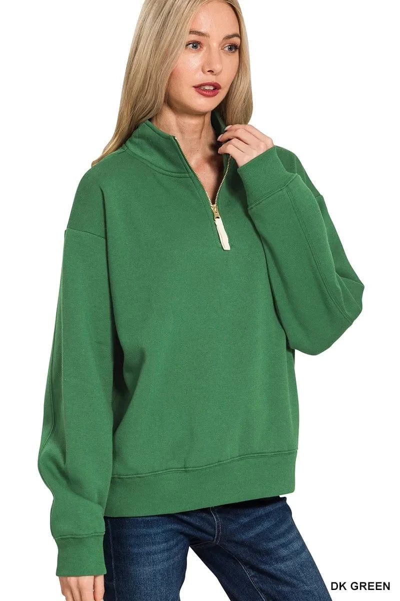 Zenana Sweatshirts & Hoodies Zenana Fleece Half Zip Sweatshirt