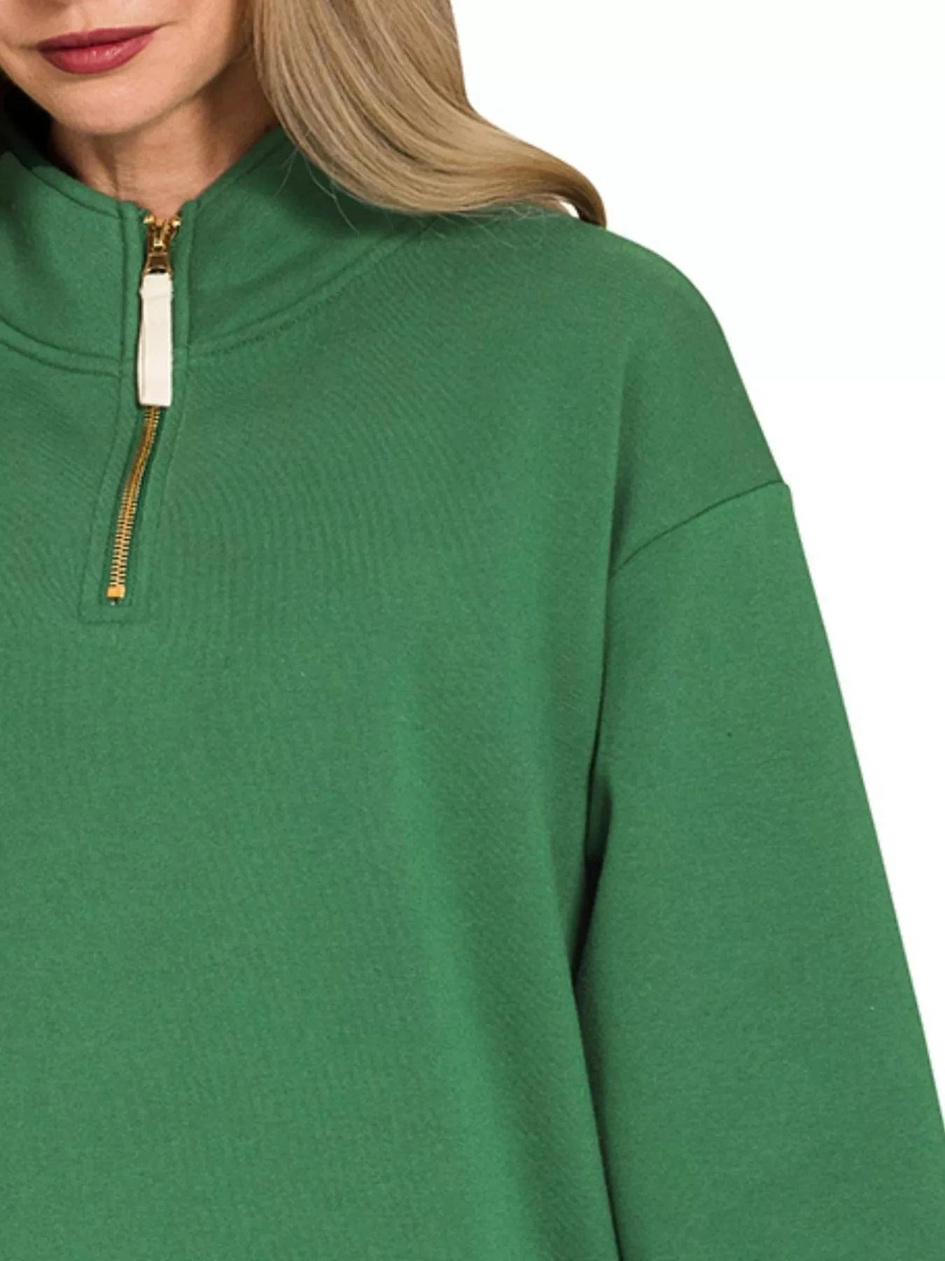 Zenana Sweatshirts & Hoodies Zenana Fleece Half Zip Sweatshirt