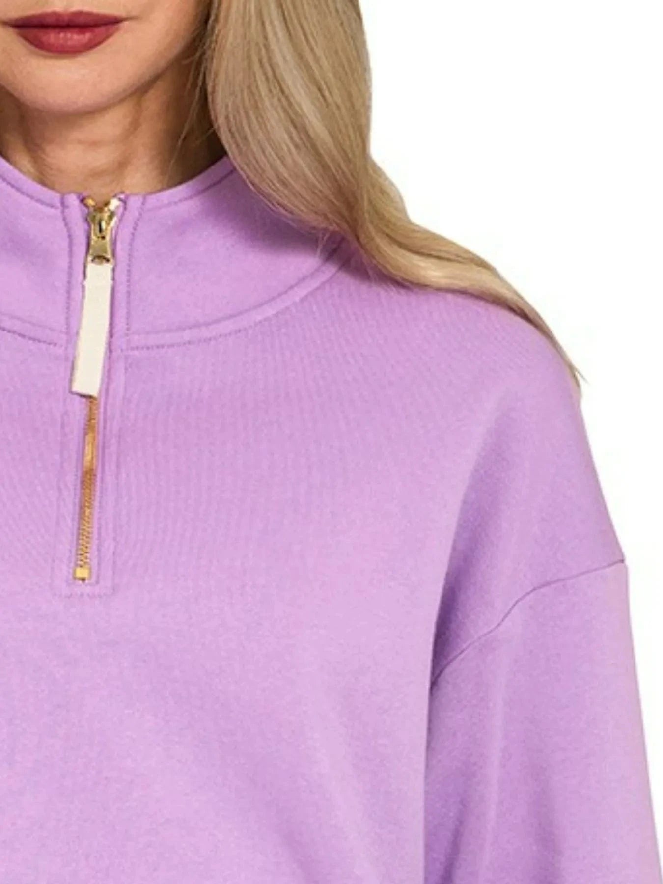 Zenana Sweatshirts & Hoodies Zenana Fleece Half Zip Sweatshirt