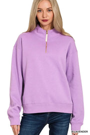 Zenana Sweatshirts & Hoodies Zenana Fleece Half Zip Sweatshirt