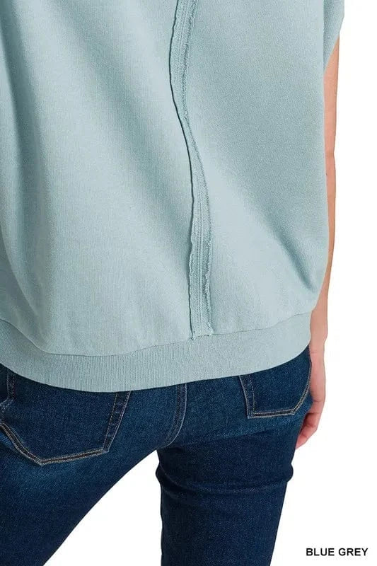 Zenana Sweatshirts & Hoodies Zenana French Terry Round Neck Cap Sleeve T-Shirt