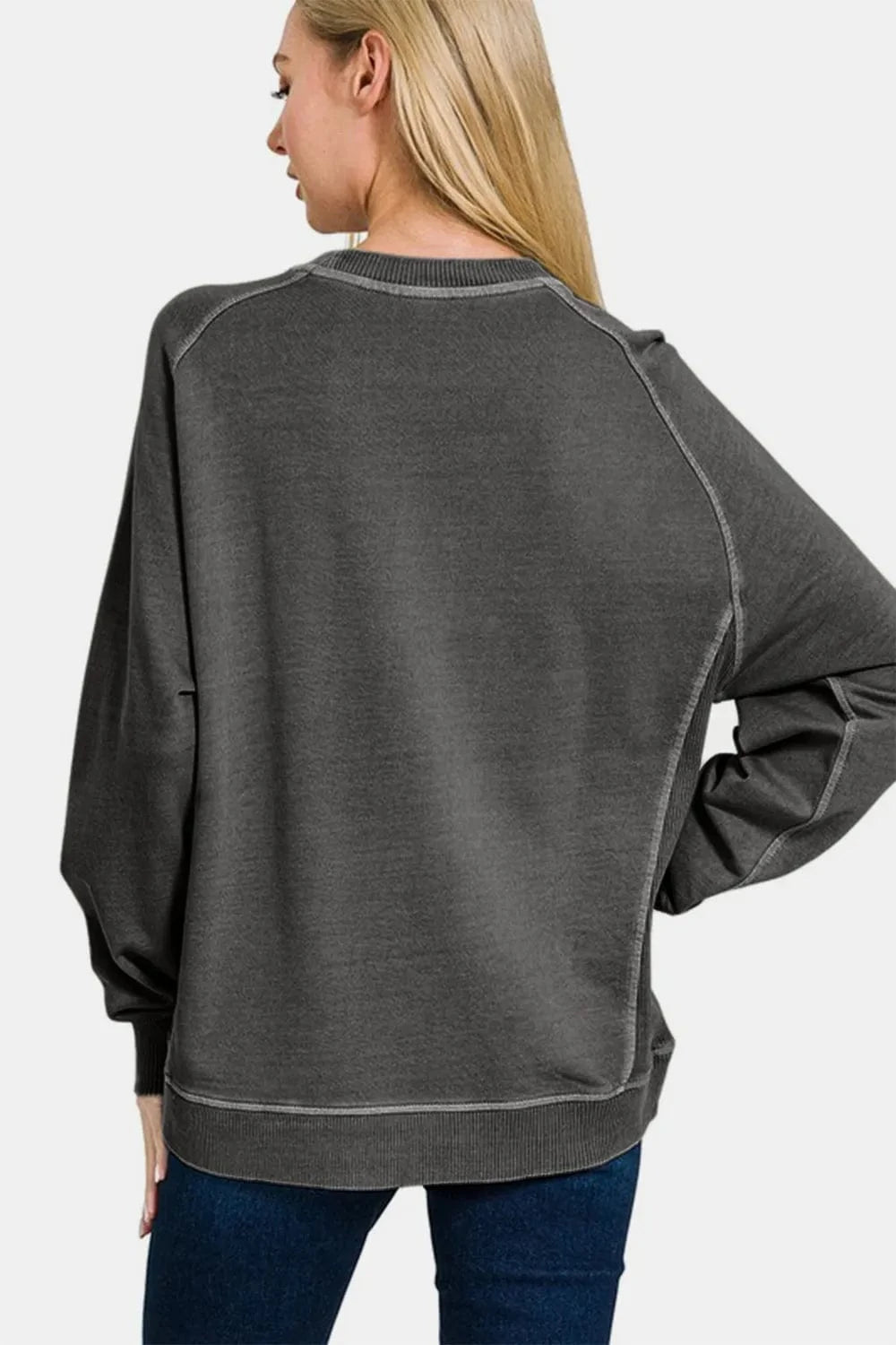 Zenana Sweatshirts & Hoodies Zenana Full Size Pigment Dyed French Terry Sweatshirt