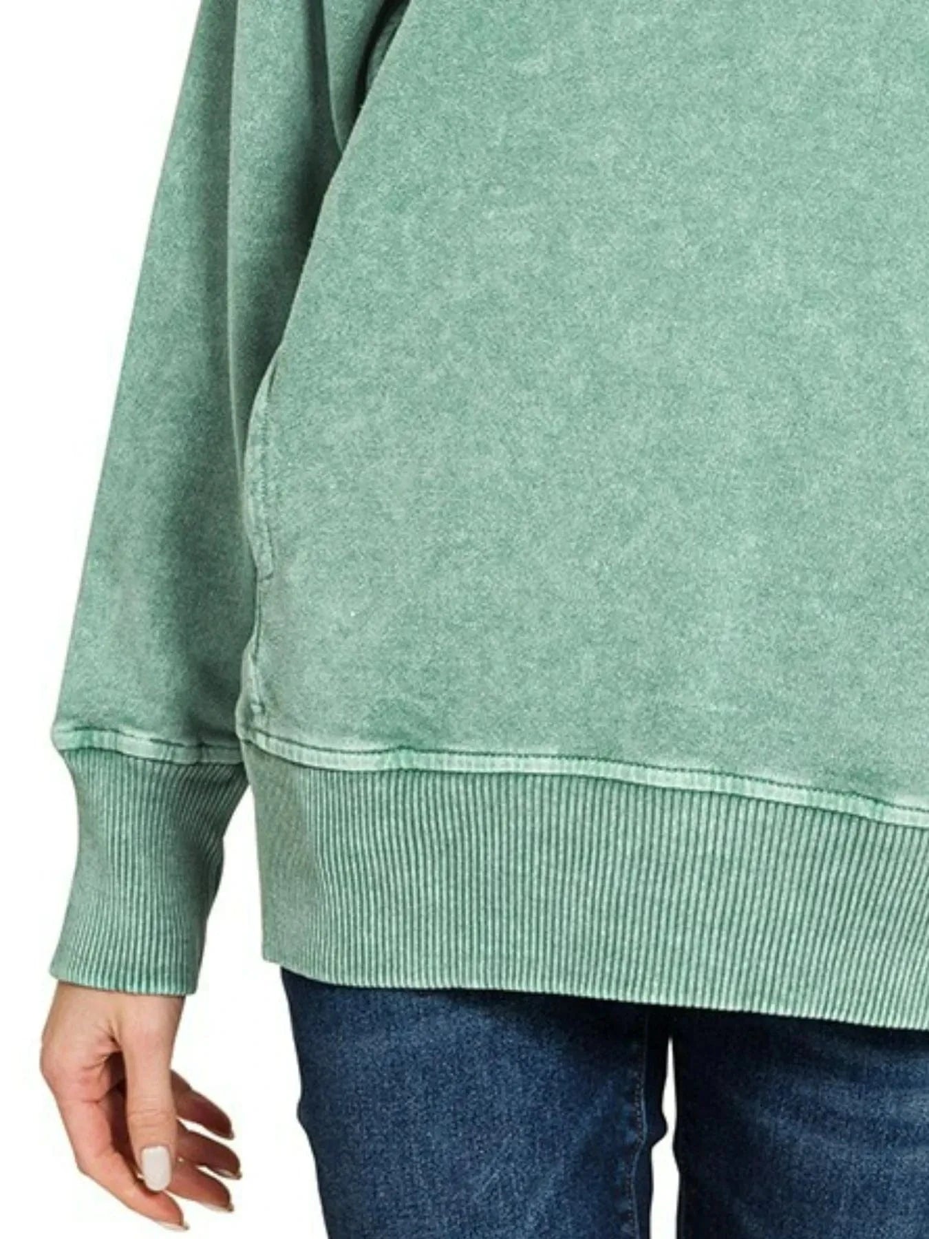 Zenana Sweatshirts & Hoodies Zenana Halo Snow Washed French Terry Round Neck Sweatshirt