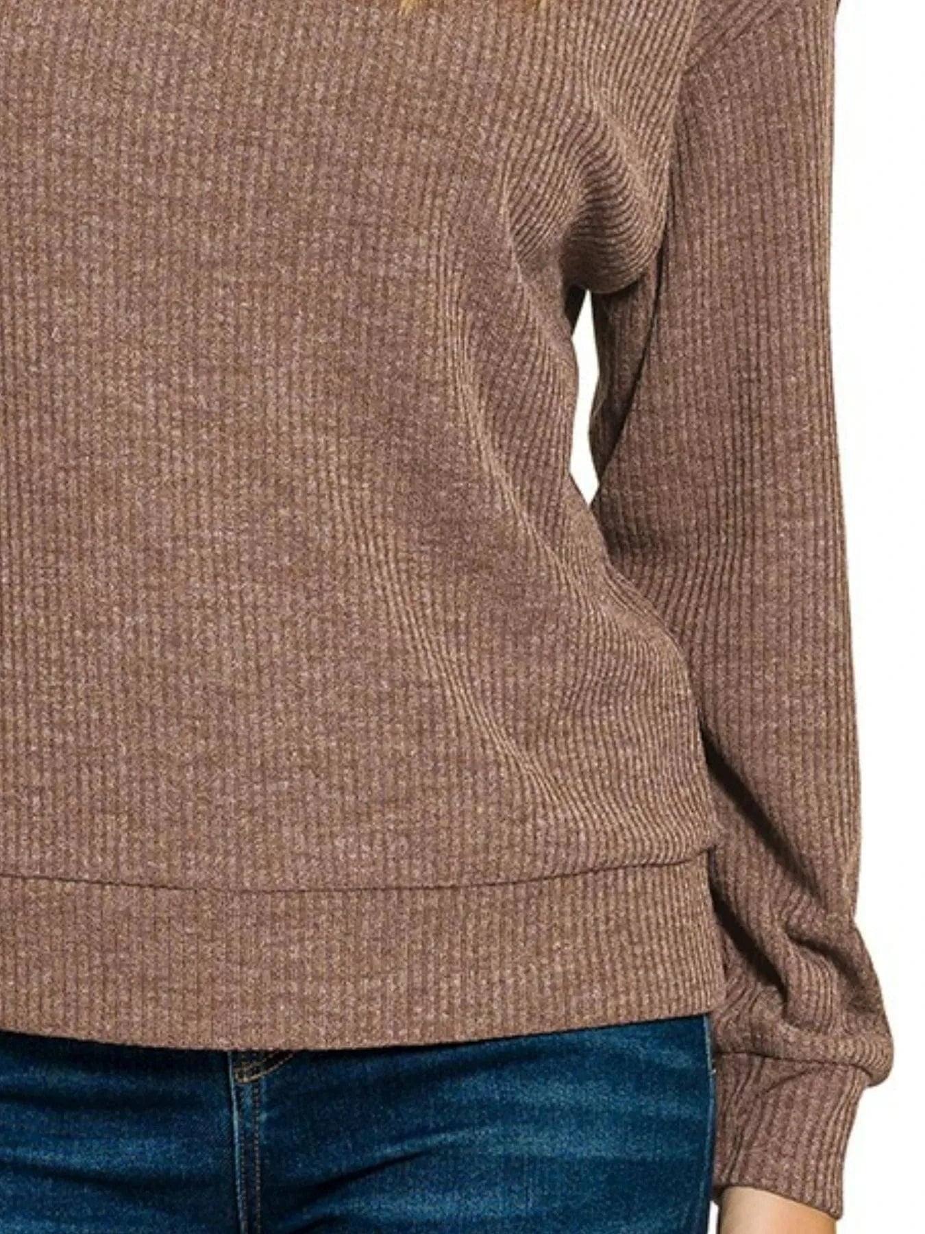 Zenana Sweatshirts & Hoodies Zenana Ribbed Long Sleeve Hoodie