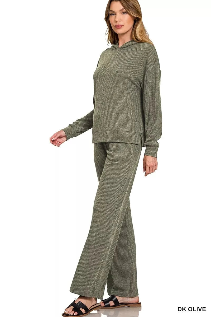 Zenana Sweatshirts & Hoodies Zenana Ribbed Long Sleeve Hoodie