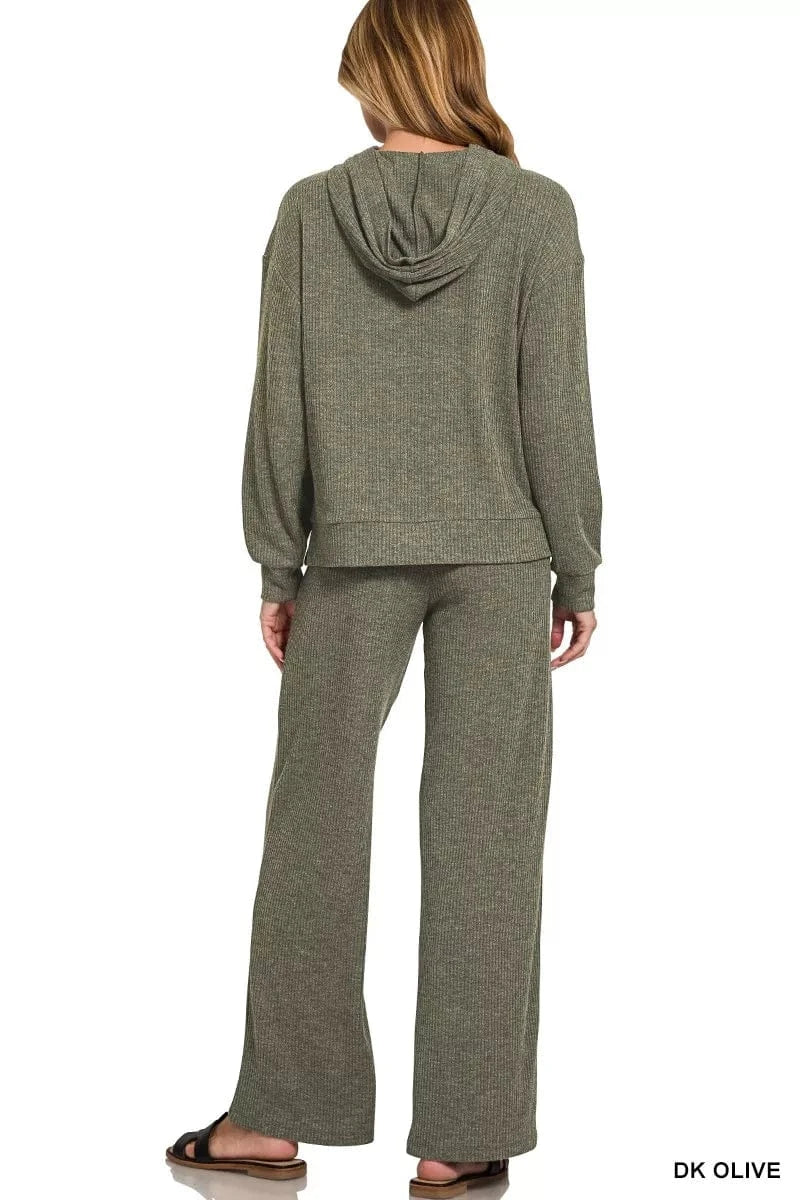 Zenana Sweatshirts & Hoodies Zenana Ribbed Long Sleeve Hoodie