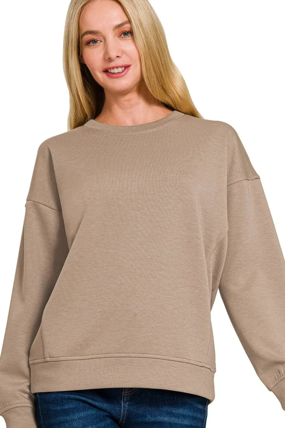 Zenana Sweatshirts & Hoodies Zenana Scuba Round-neck Sweatshirts