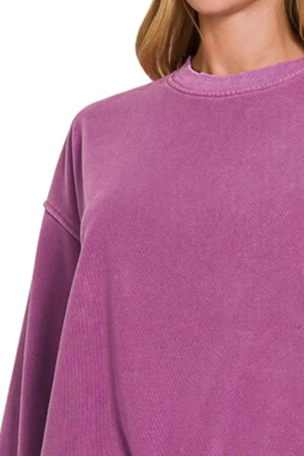 Zenana Sweatshirts & Hoodies Zenana Soft Fleece Pigment Dye Round-neck Sweatshirts