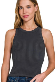 Zenana Tops BLACK / S/M Zenana Seamless Ribbed Crop Tank