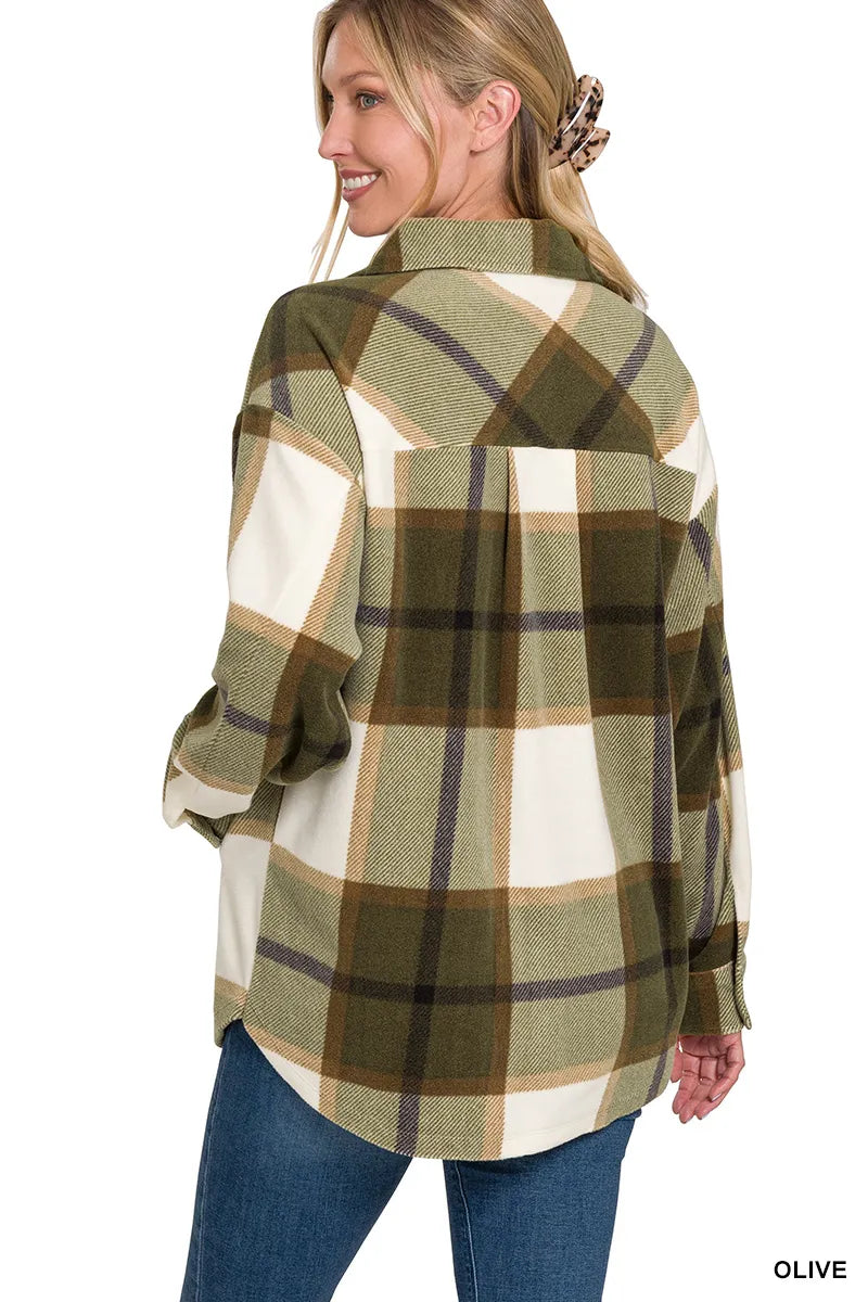 Zenana Zenana Oversized Plaid Fleece Shacket