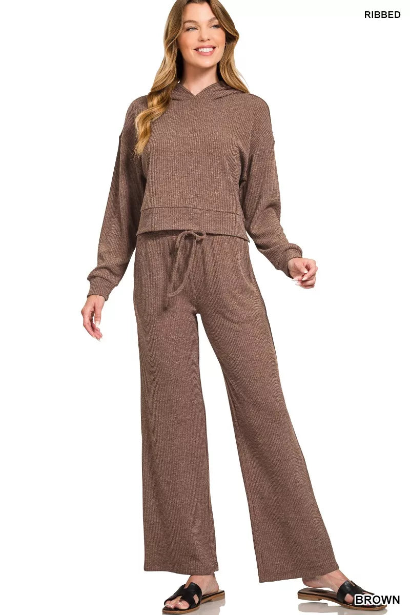 Zenana Zenana Ribbed Drawstring Lounge Pants