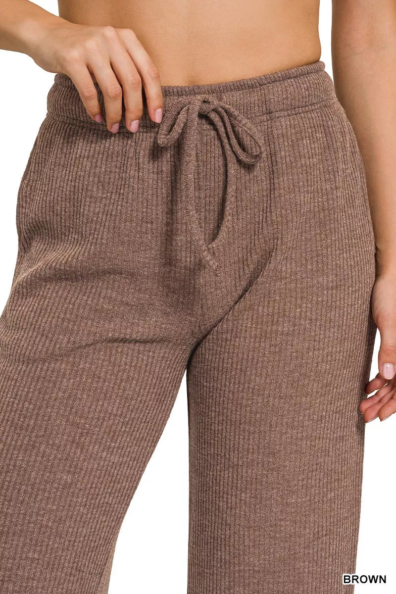 Zenana Zenana Ribbed Drawstring Lounge Pants
