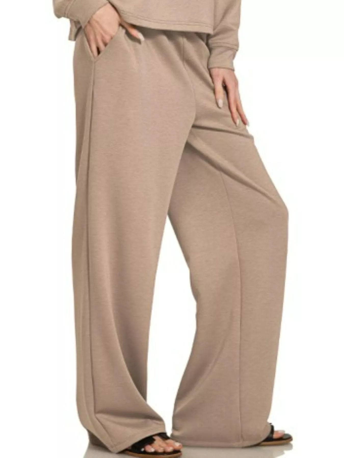 Zenana Zenana Scuba Crewneck Sweatshirt and Pants Set